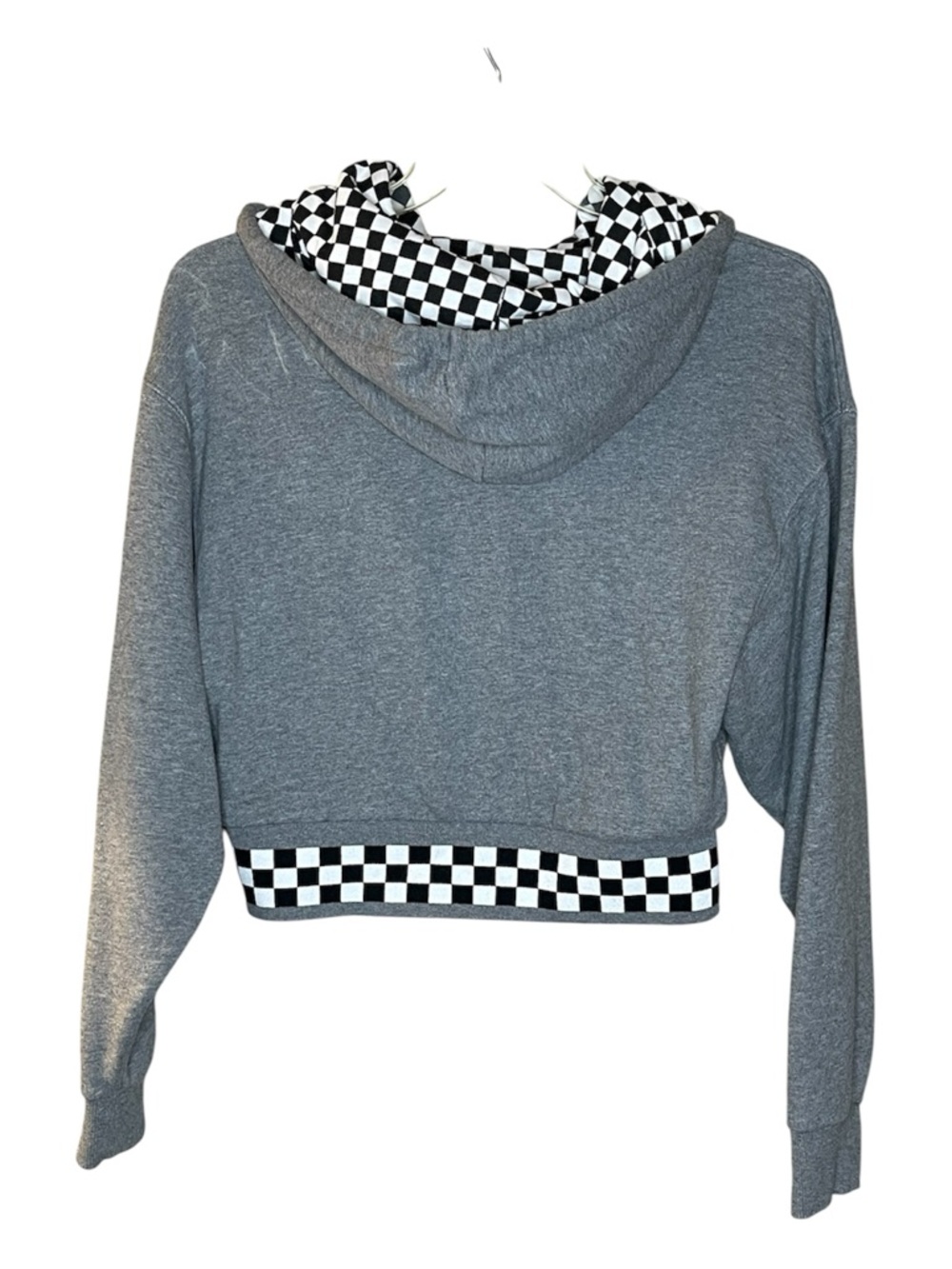 Vans Boom Boom 66 Black & White Checker Trim Gray Hoodie Sz M - Picture 2 of 6